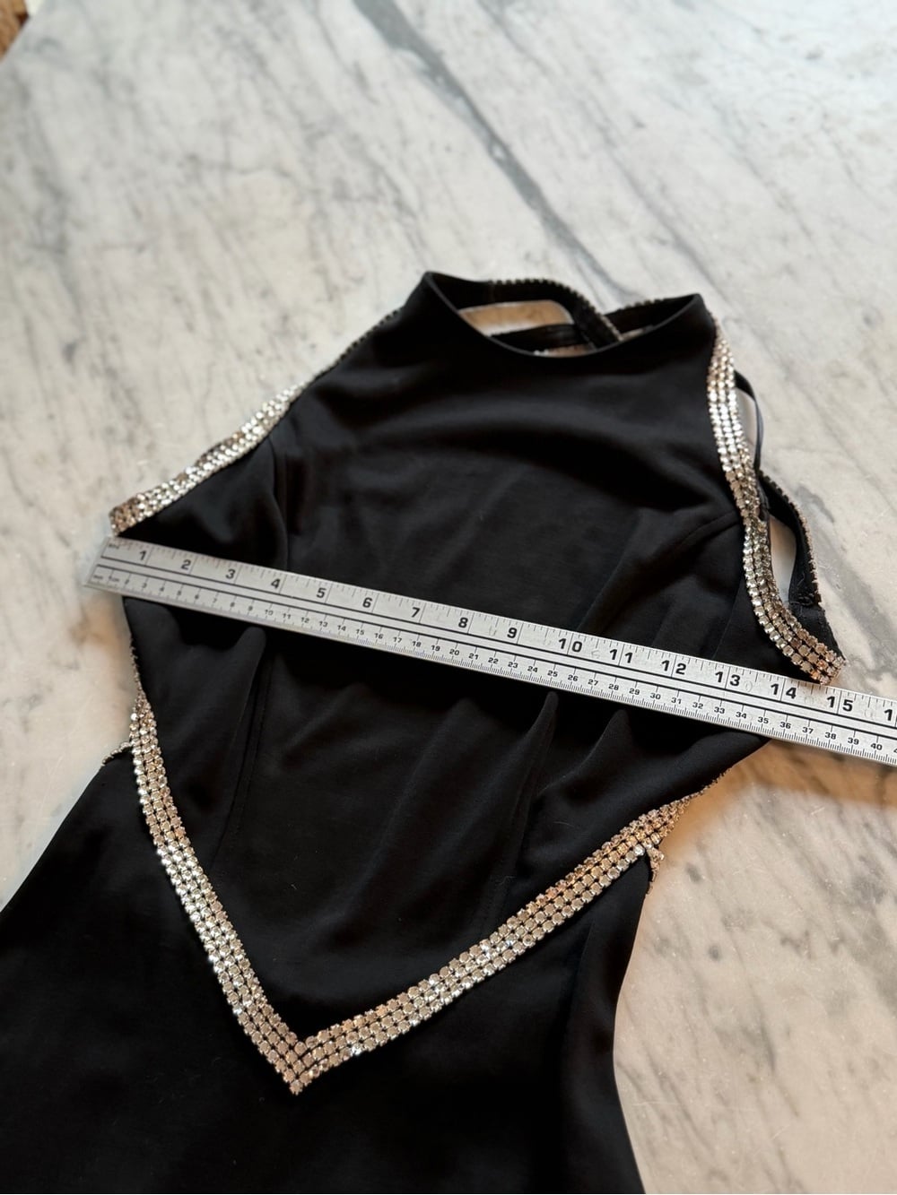 LILLIE RUBIN Black Halter Dress with Rhinestone Trim Size 4