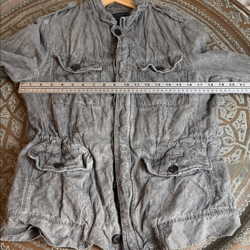 ALLSAINTS Spitalfields Utility Field Jacket Washed Green Gray Canvas M