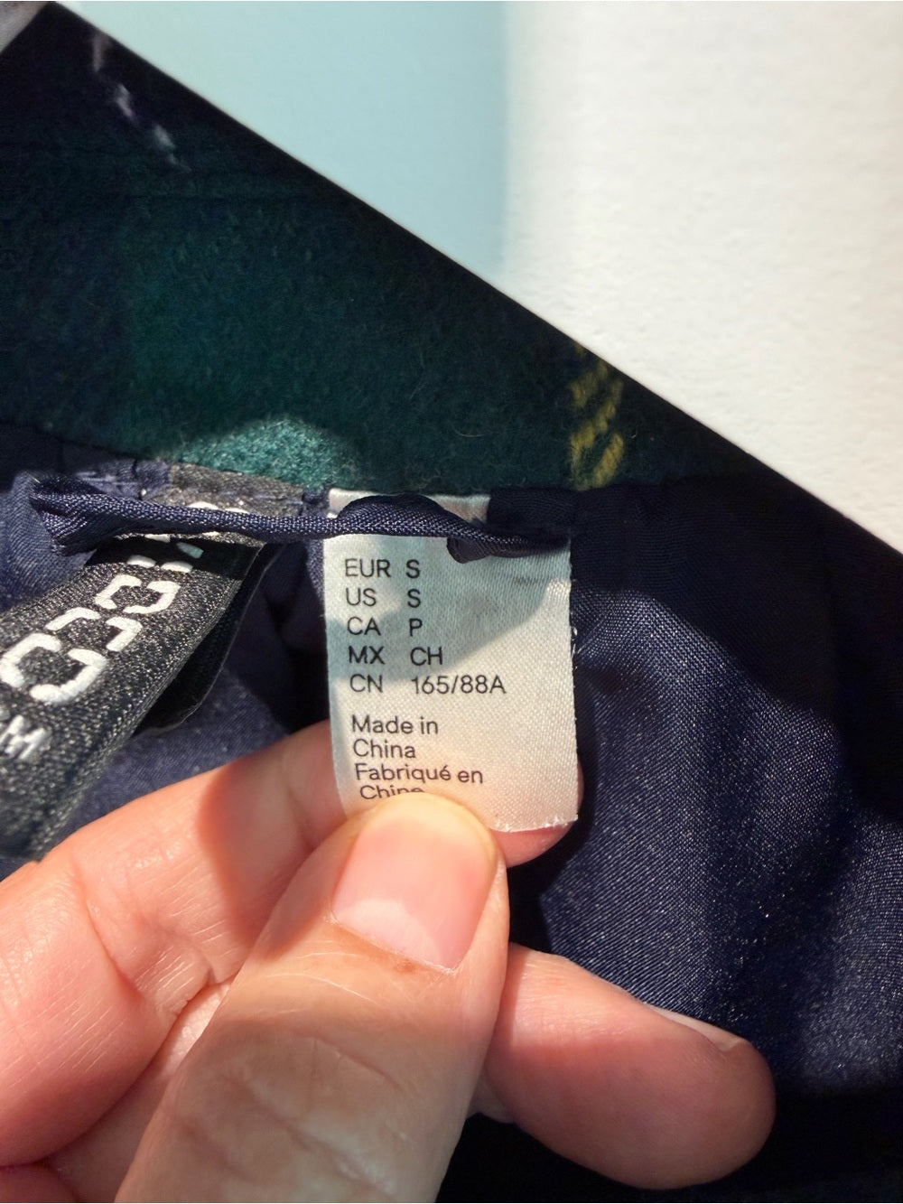 Green Navy Plaid Bomber Jacket Zip Front R Patch