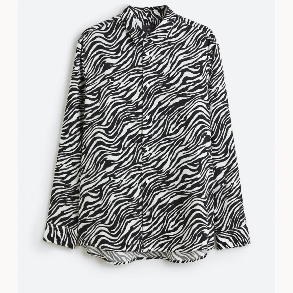 H&M black and white stripe tunic blouse