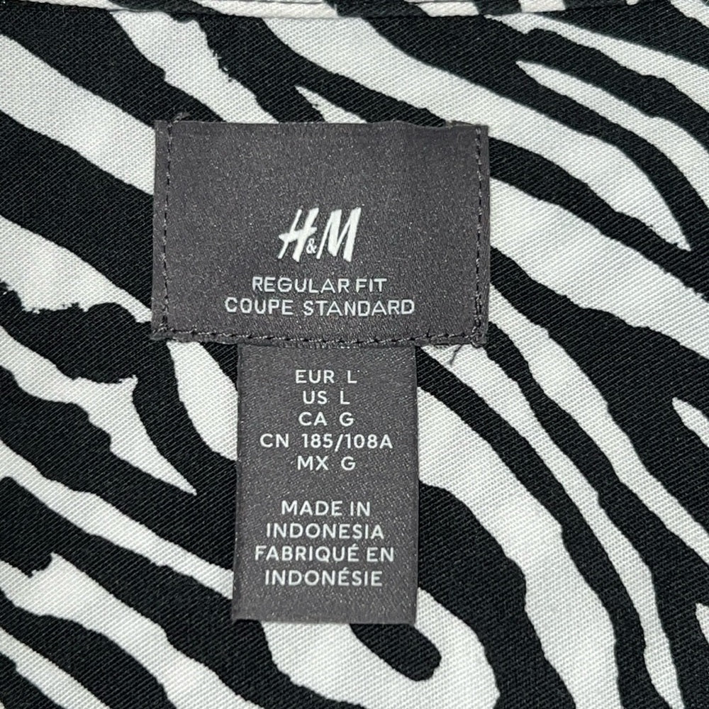 H&M Black & White Tiger Stripe PatternTop Blouse Shirt Tunic, Size L