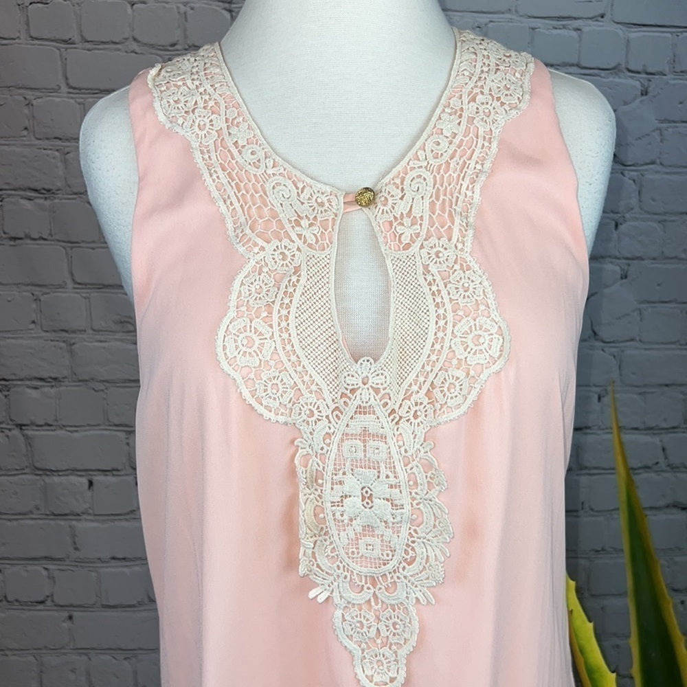 COACHELLA - ZOUK: Nightie Lingerie Soft Peach w/Crochet Neckline, Size L
