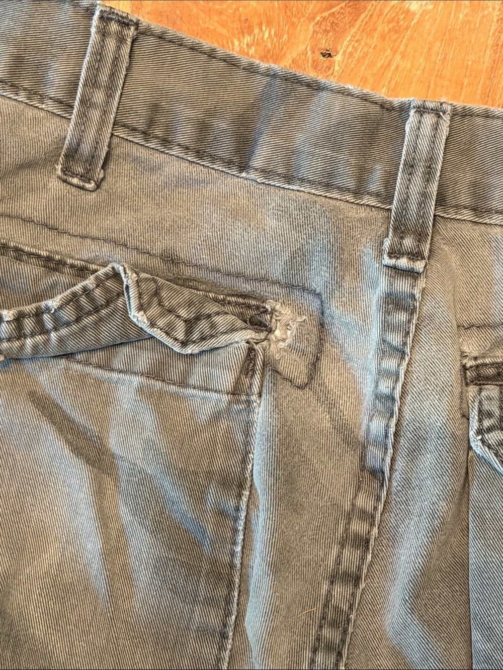 WRANGLER Camo Cargo Pants 40x32 Distressed Faded Military Utility Workwear