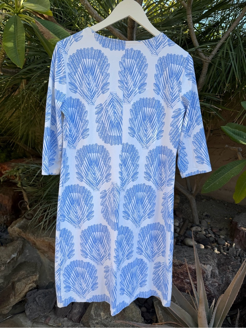 PERSIFOR Winpenny Arrowhead Shirt Dress Blue White Coastal Preppy Size L