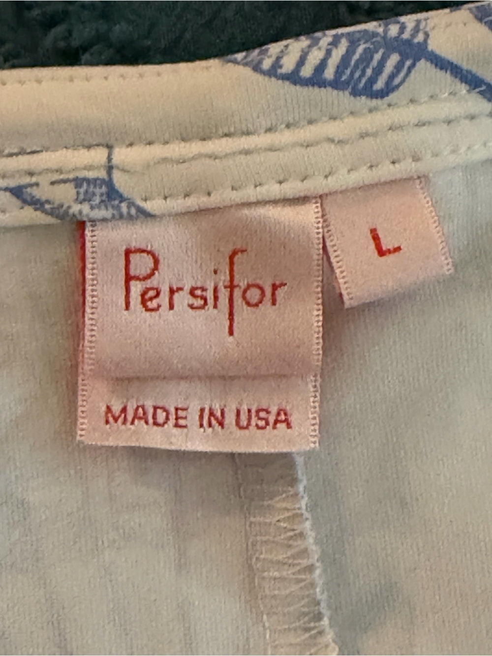 PERSIFOR Winpenny Arrowhead Shirt Dress Blue White Coastal Preppy Size L