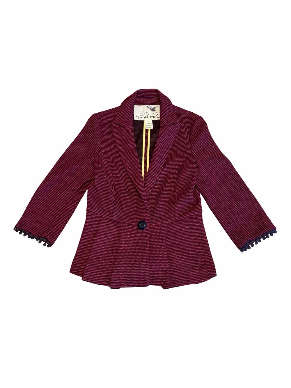 TABITHA Anthropologie Chandelier peplum striped knit blazer
