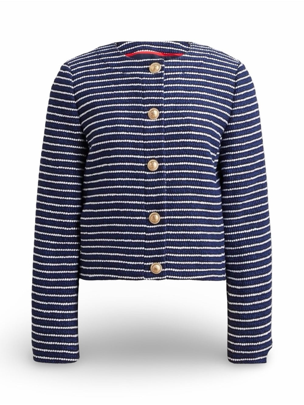 J.CREW tweed lady jacket, navy and ivory stripe
