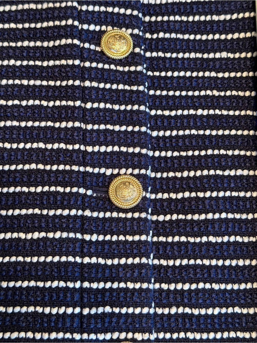 J.CREW Tweed Lady Jacket Navy Ivory Striped Cropped Cardigan 8