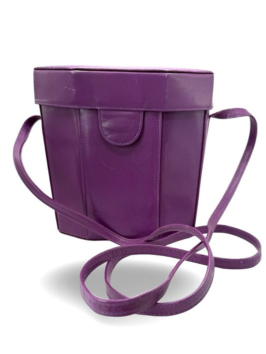 MUNDI Purple Leather Structured Box Crossbody Bag 80's