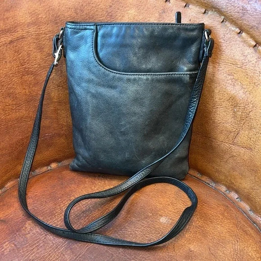 BLACK LEATHER Crossbody Bag, by MARGOT