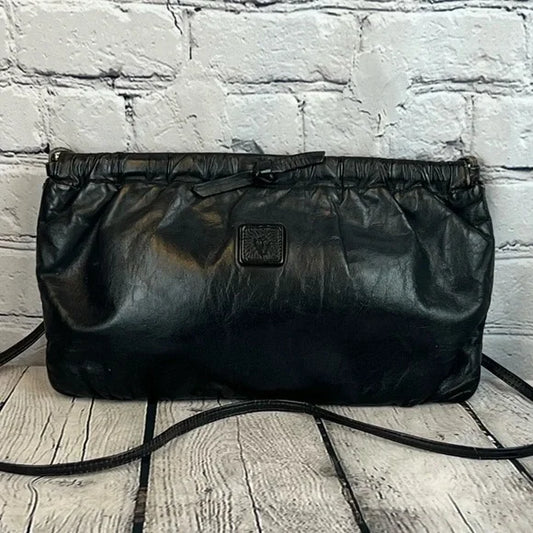 VINTAGE Anne Klein for Calderon, Soft Black Leather Purse Clutch Bag