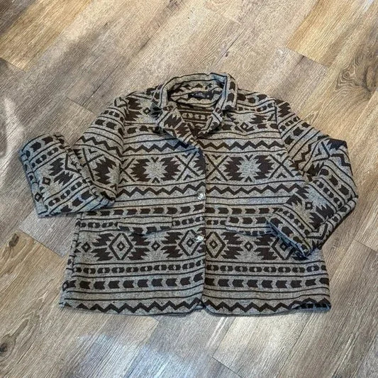 LUCKY & BLESSED Southwestern Aztec Jacket w/ Buffalo Buttons