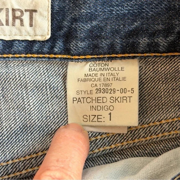 GAP Denim Maxi Skirt Patched Indigo Made in Italy Size 1