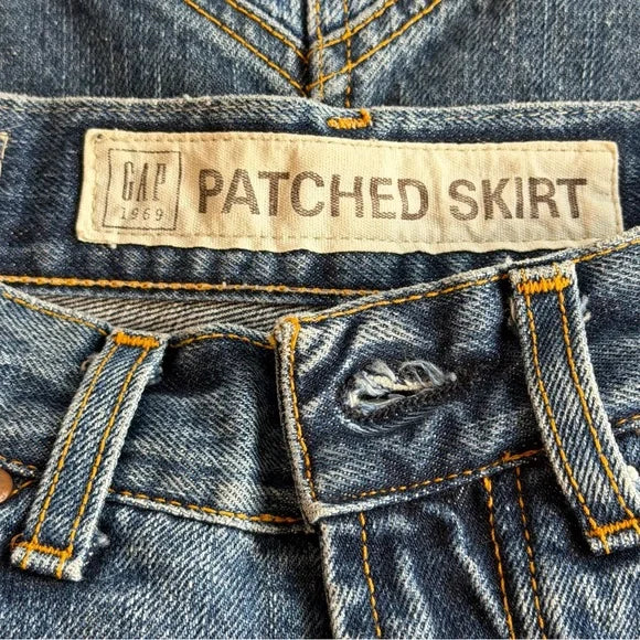 GAP Denim Maxi Skirt Patched Indigo Made in Italy Size 1