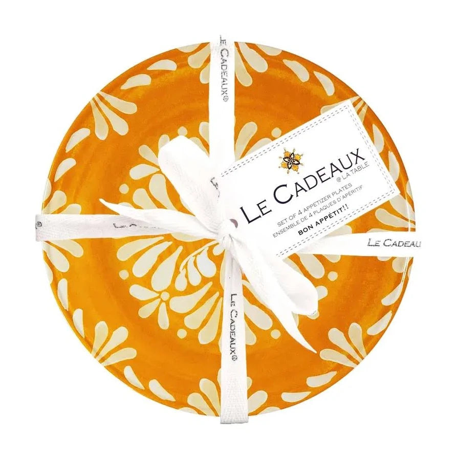 LE CADEAUX Orange Appetizer Plates Set of 4