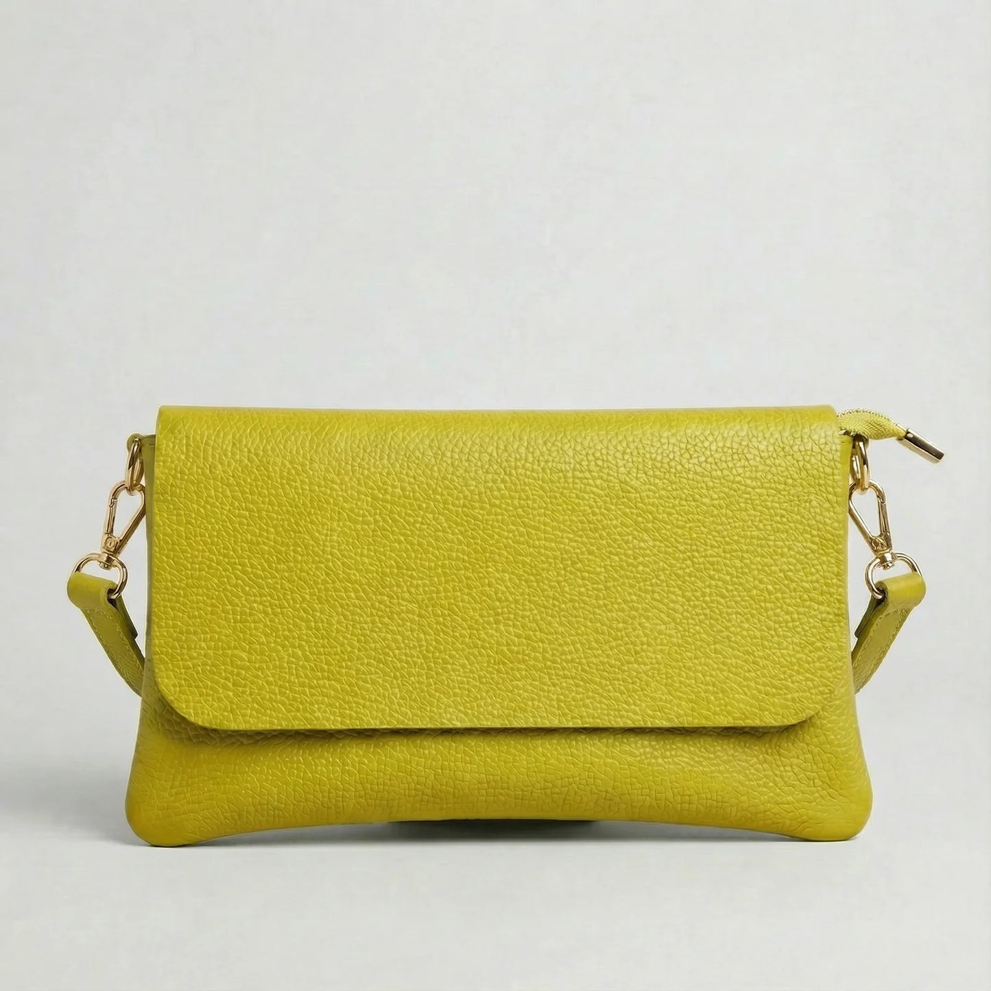Crossbody Italian Pebble Leather CHARTREUSE