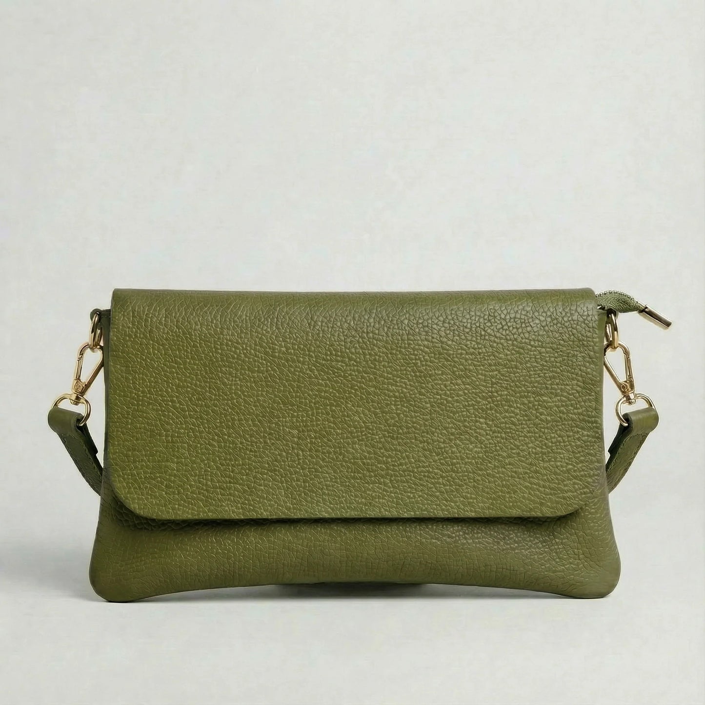 Crossbody Italian Pebble Leather OLIVE