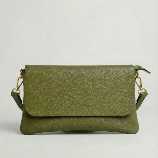 Crossbody Italian Pebble Leather OLIVE