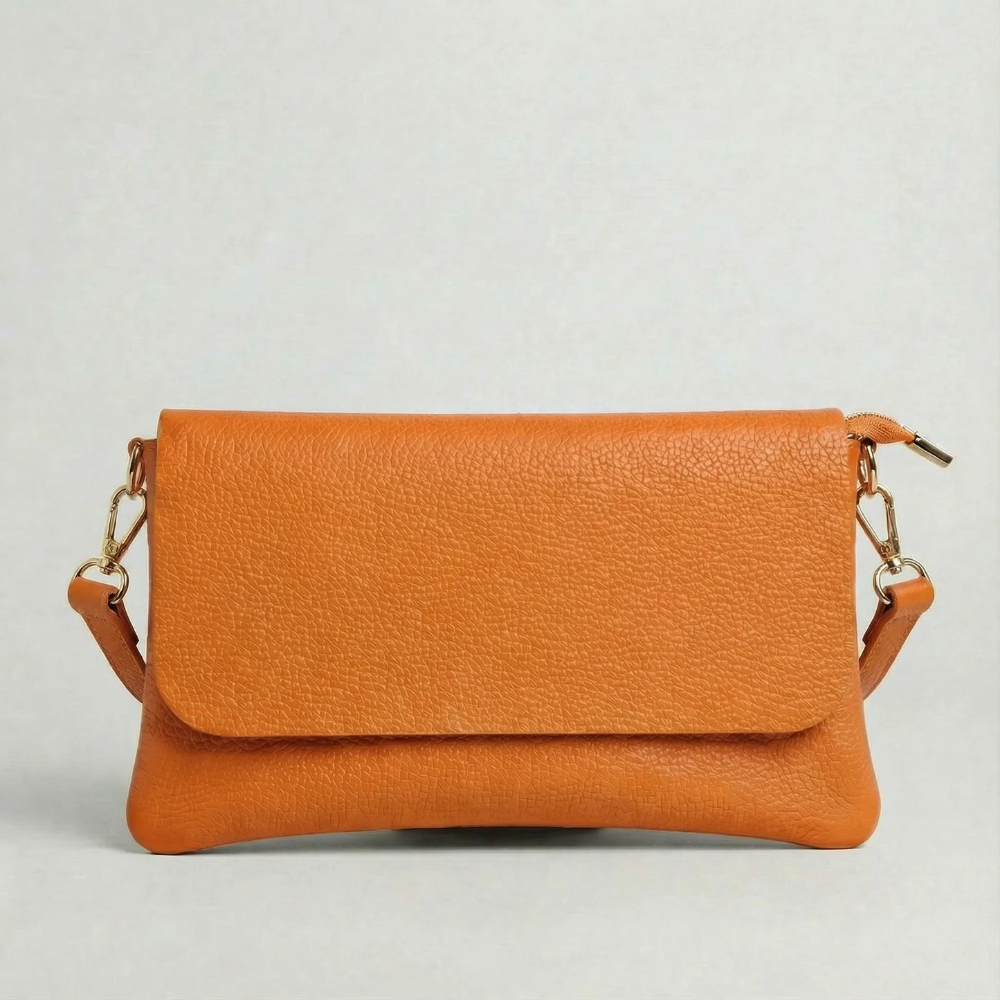 Crossbody Italian Pebble Leather ORANGE