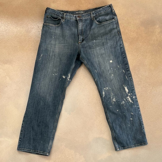 WRANGLER Paint Splatter Distressed Denim Jeans Relaxed Straight 40x30 KJ33