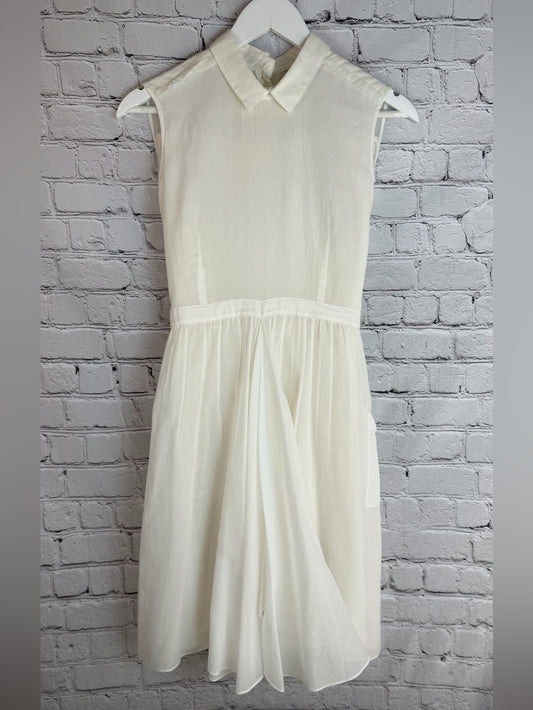 MORGANE LE FAY Cotton Fit & Flare Dress Cream Sleeveless XS