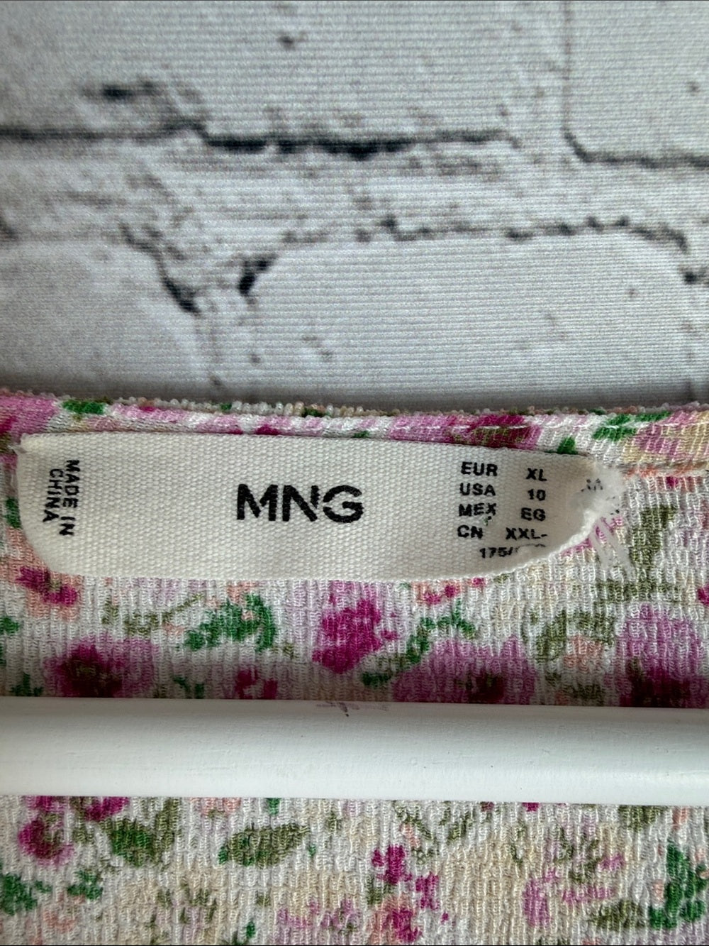 MANGO Pink Ditsy Floral Mini Smock Dress Cream V Neck Tiered XL