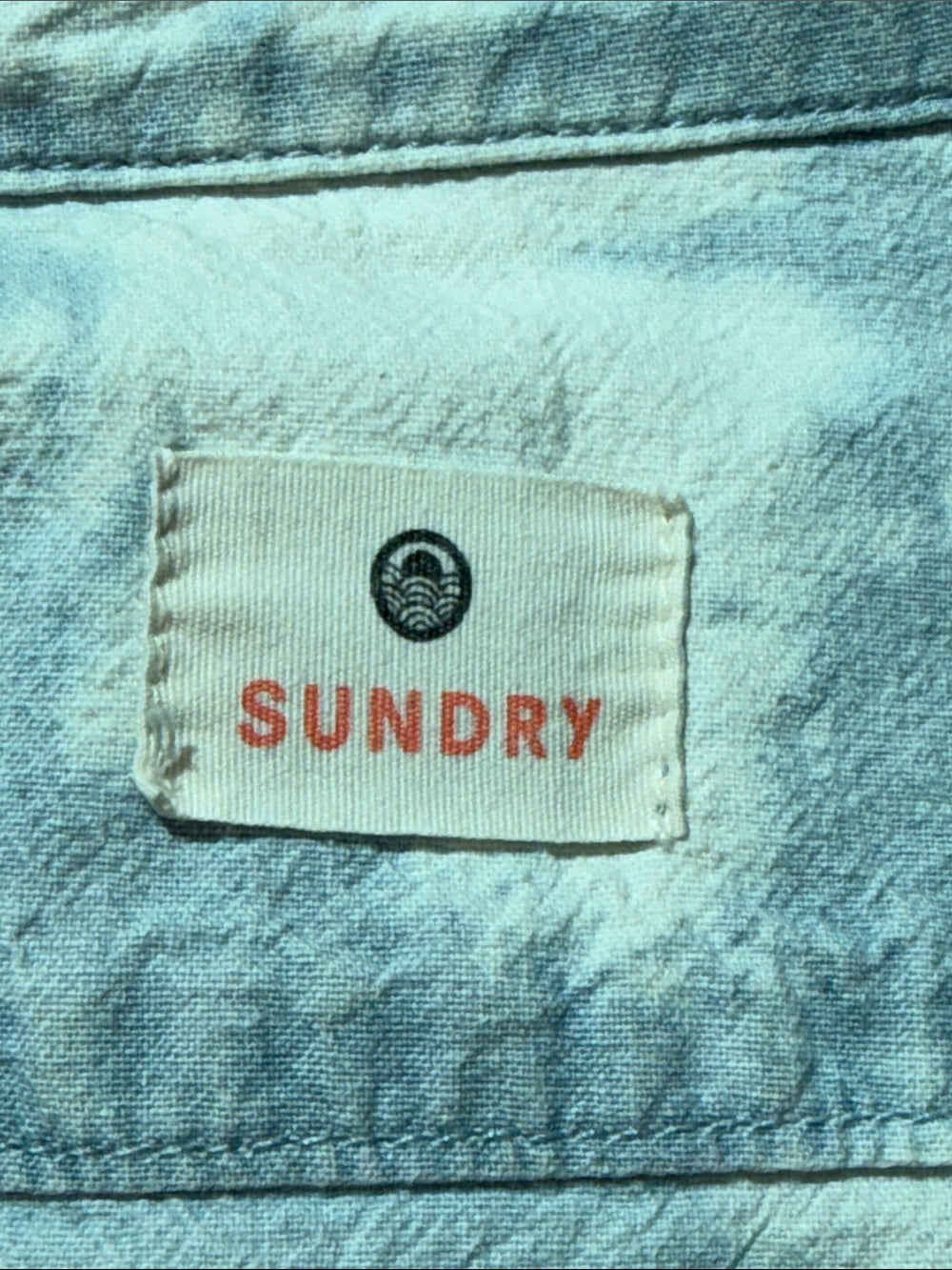 SUNDRY Light Wash Tie-Dye Button-Up Shirt - Cloudy Blue