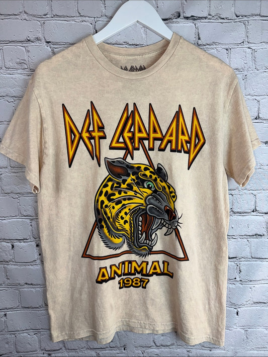 Def Leppard Beige 'Animal 1987' Short Sleeve Tee