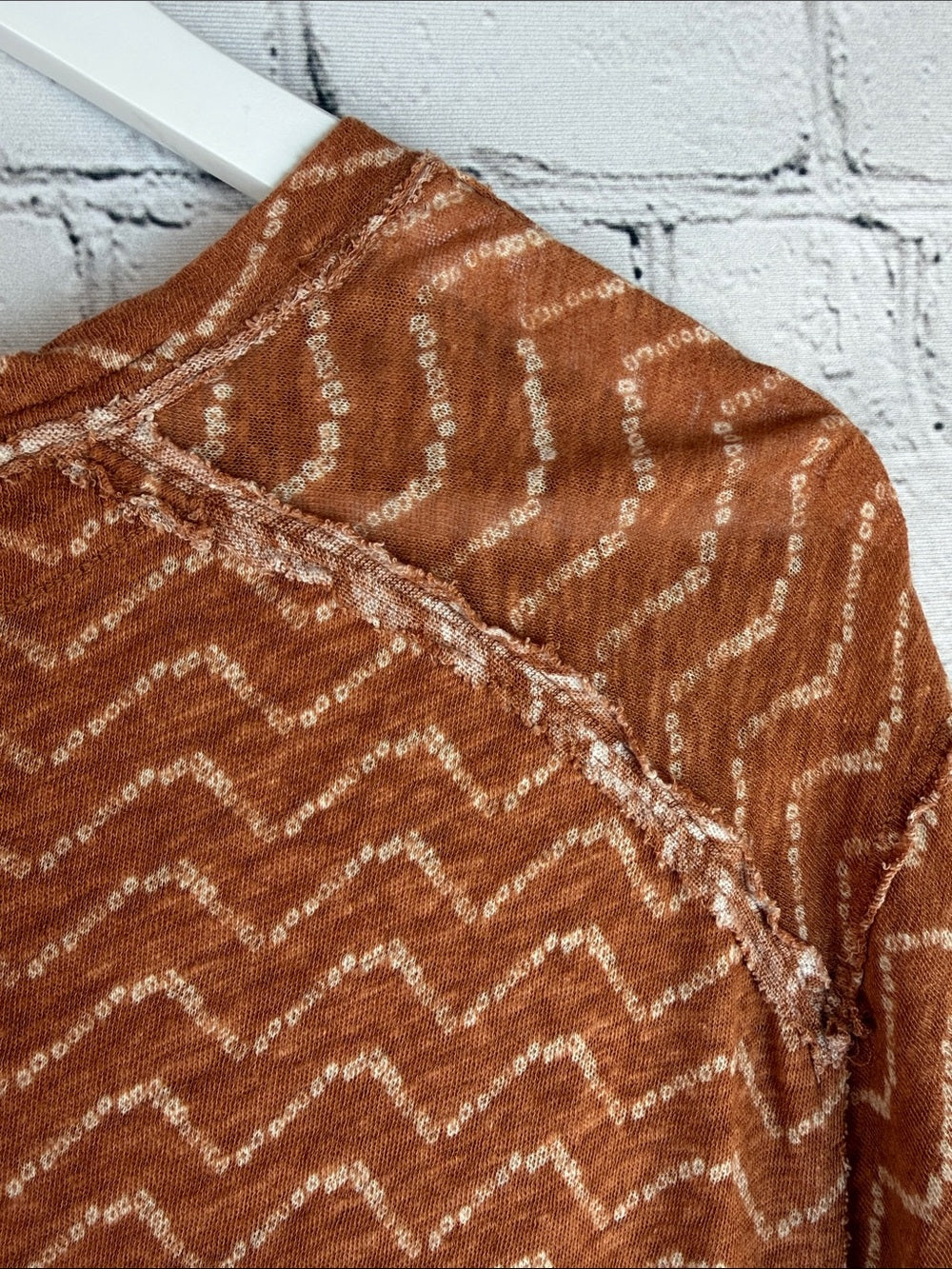 WE THE FREE Bali Backpacker Knit Tee Burnt Orange Chevron Oversized M