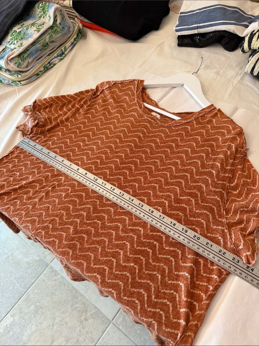 WE THE FREE Bali Backpacker Knit Tee Burnt Orange Chevron Oversized M