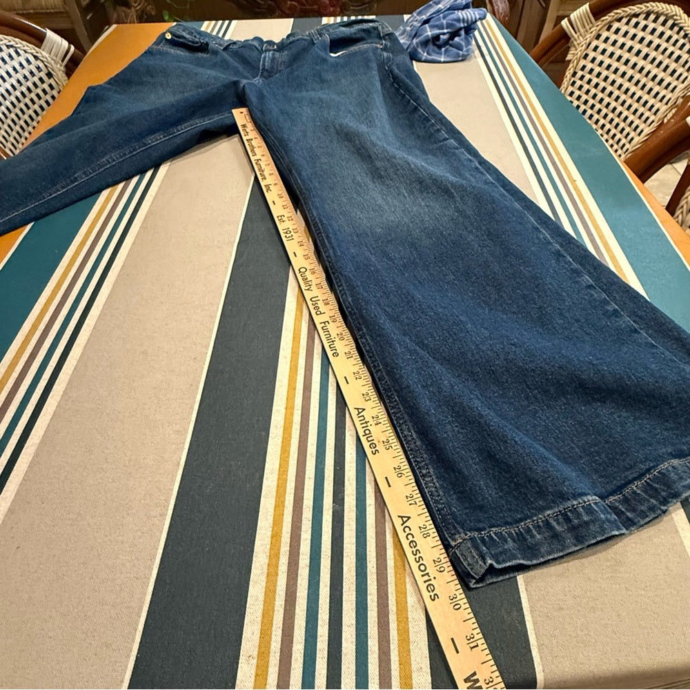 GAP Stride High Rise Wide Leg Jeans Dark Wash Denim 35x30