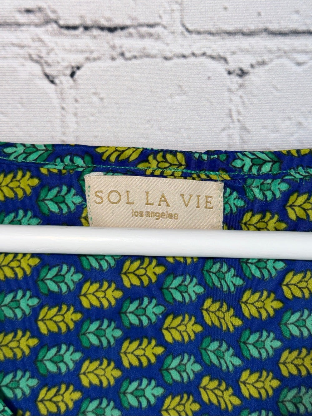 SOL LA VIE Boho Caftan Dress Blue Aqua Green Printed Resort Cover Up