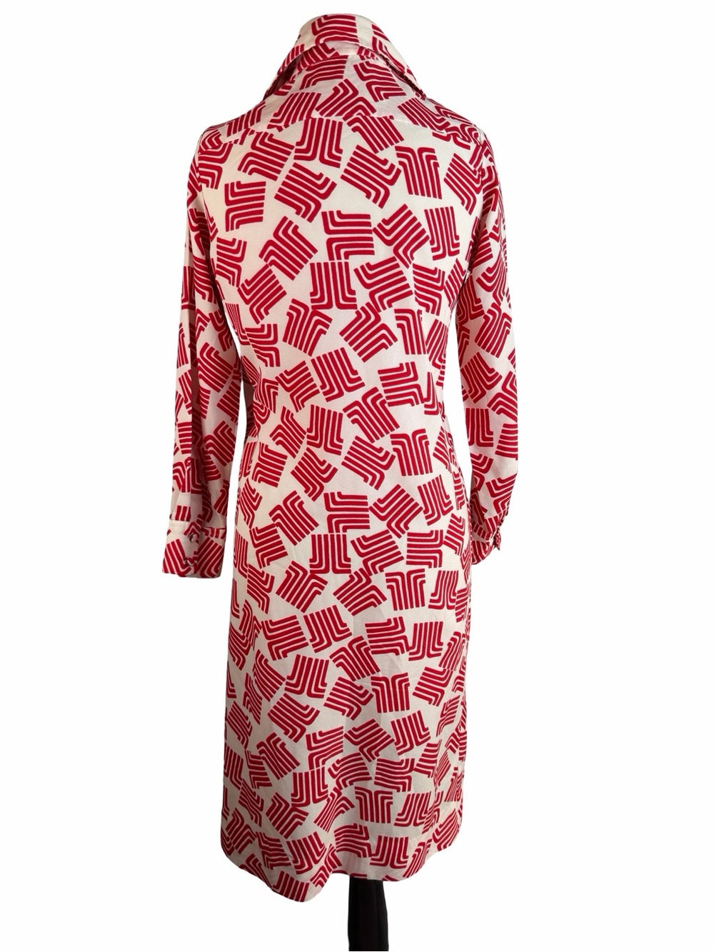 Vintage LANVIN Paris New York Geometric Mod Shift Dress Red White 70s