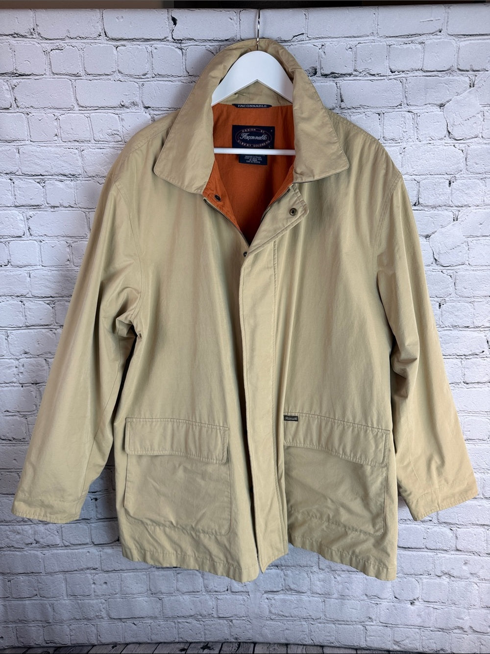 FAÇONNABLE Cream Khaki Jacket Trench French Classic Quiet Luxury