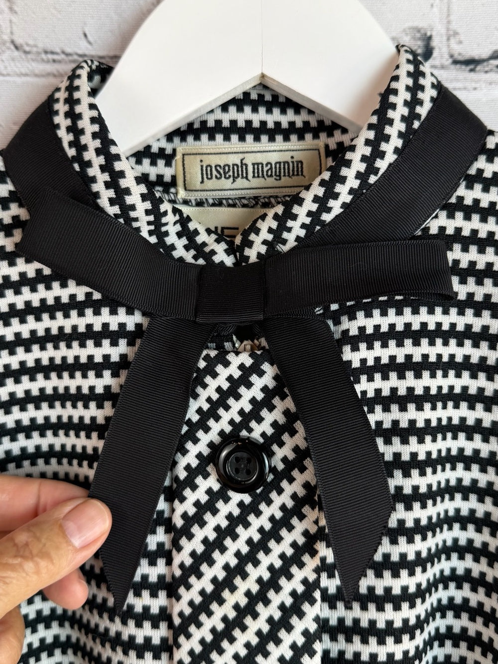 VINTAGE Jane Andre Classic Black and White Houndstooth Fit-and-Flare Dress XXS