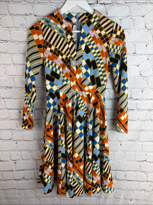 CIRETTE Vintage 1960s 1970s Mod Mini Dress | Retro Psychedelic Print XS