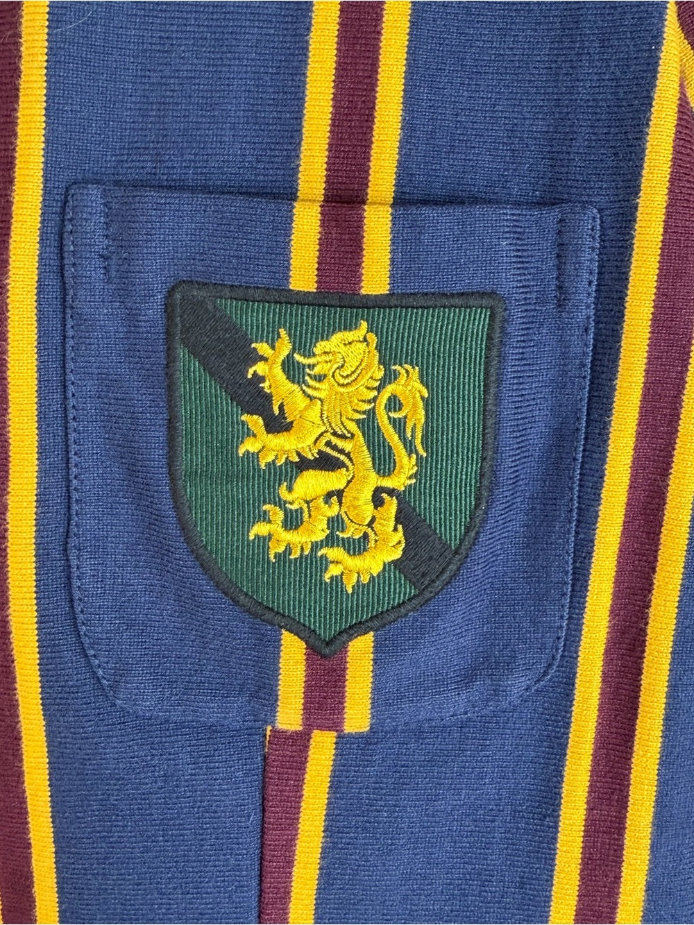 Rugby Ralph Lauren 2004 Crest Striped Knit Blazer Jacket Preppy Equestrian Sz S