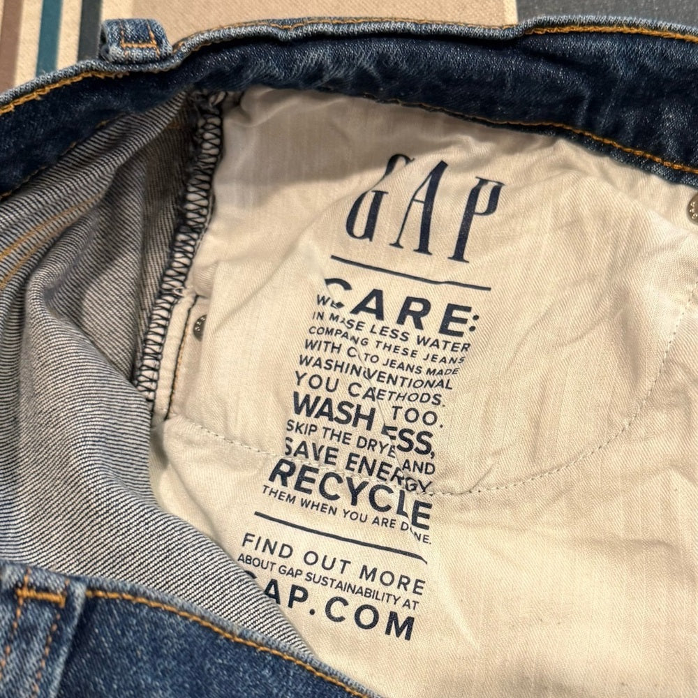 GAP Stride High Rise Wide Leg Jeans Dark Wash Denim 35x30
