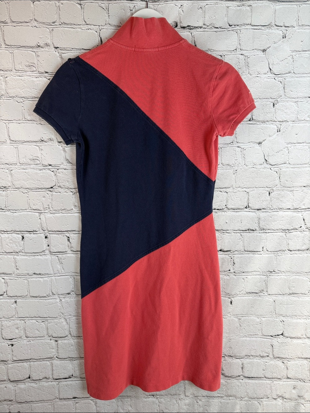 RALPH LAUREN Polo Dress Colorblock Coral Navy