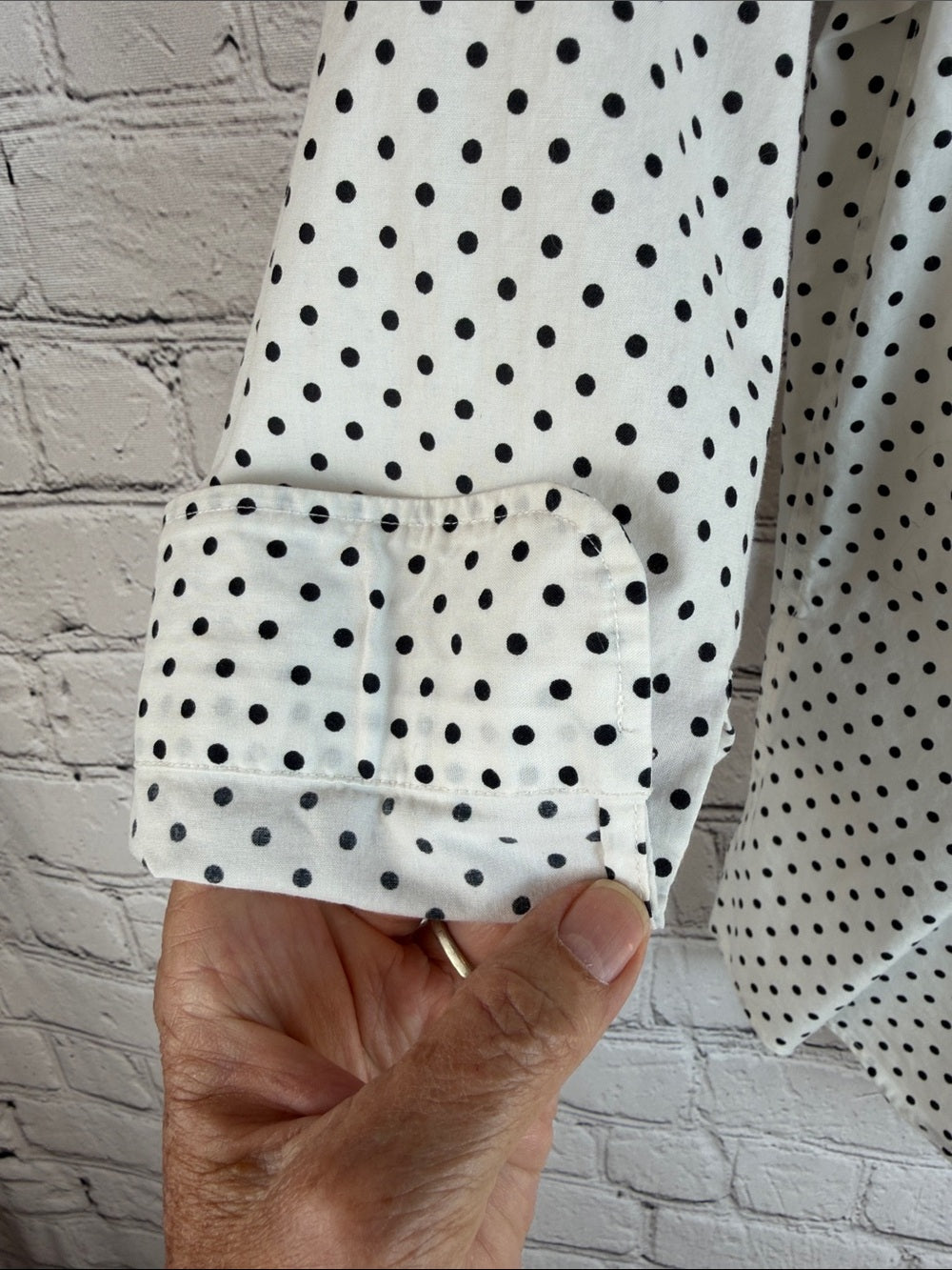 LAUREN RALPH LAUREN No Iron Polka Dot Button Down Shirt Women's Size S