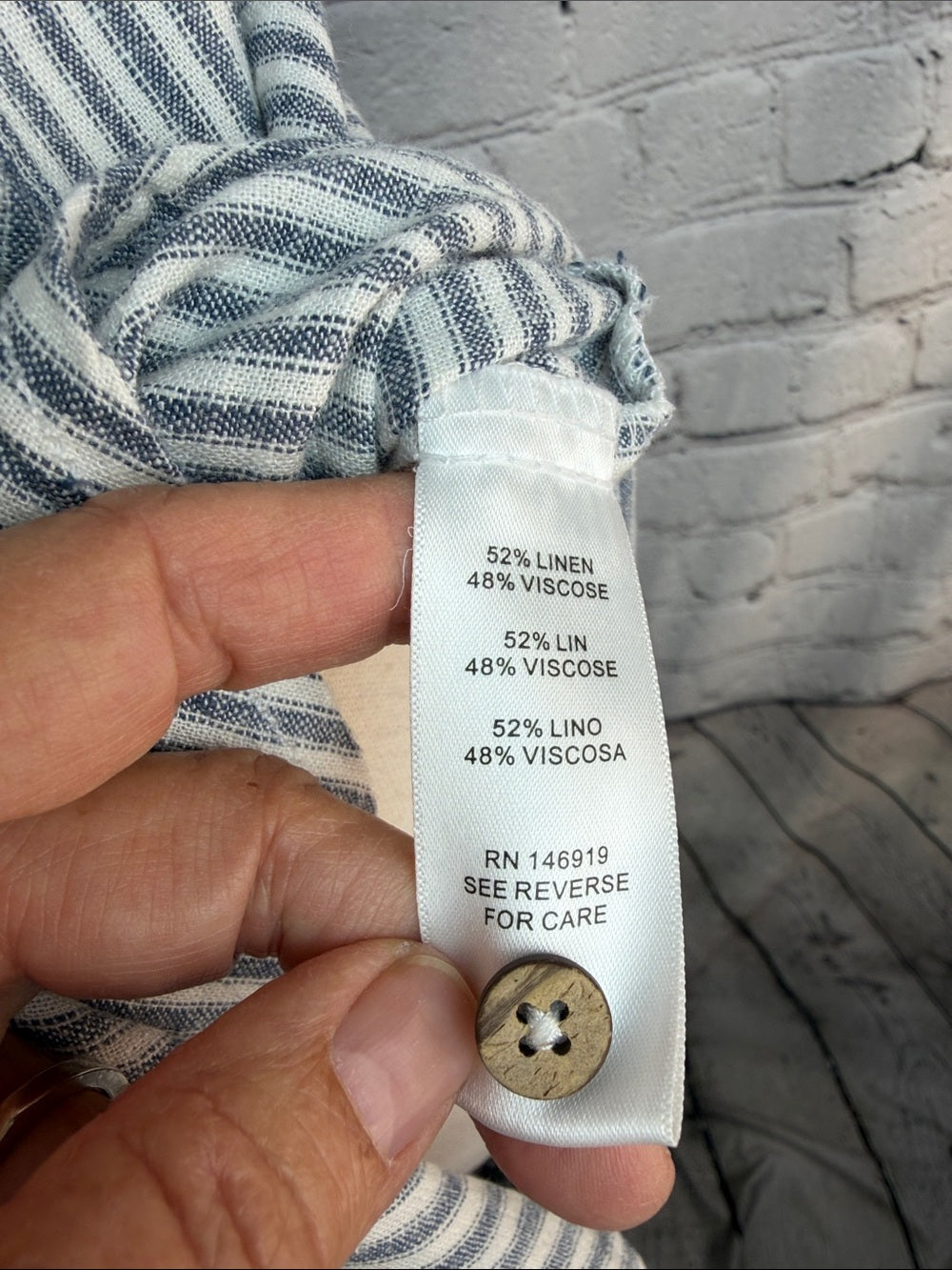 CABANA BY Casa Cabana Linen Blend Ivory & Blue Striped Shirt Dress | Coastal XS