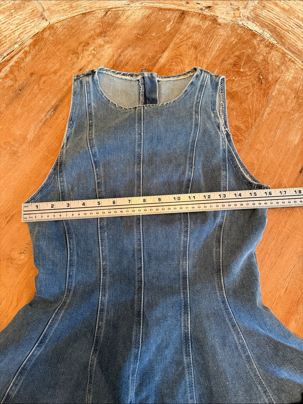 AIIRZ Sleeveless Denim Peplum Top | Corset Panel Tank | Zip-Back | Y2K M