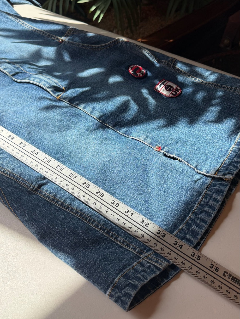Pepe Jeans London Denim Mini Dress | Y2K Patchwork Stretch Jean Dress