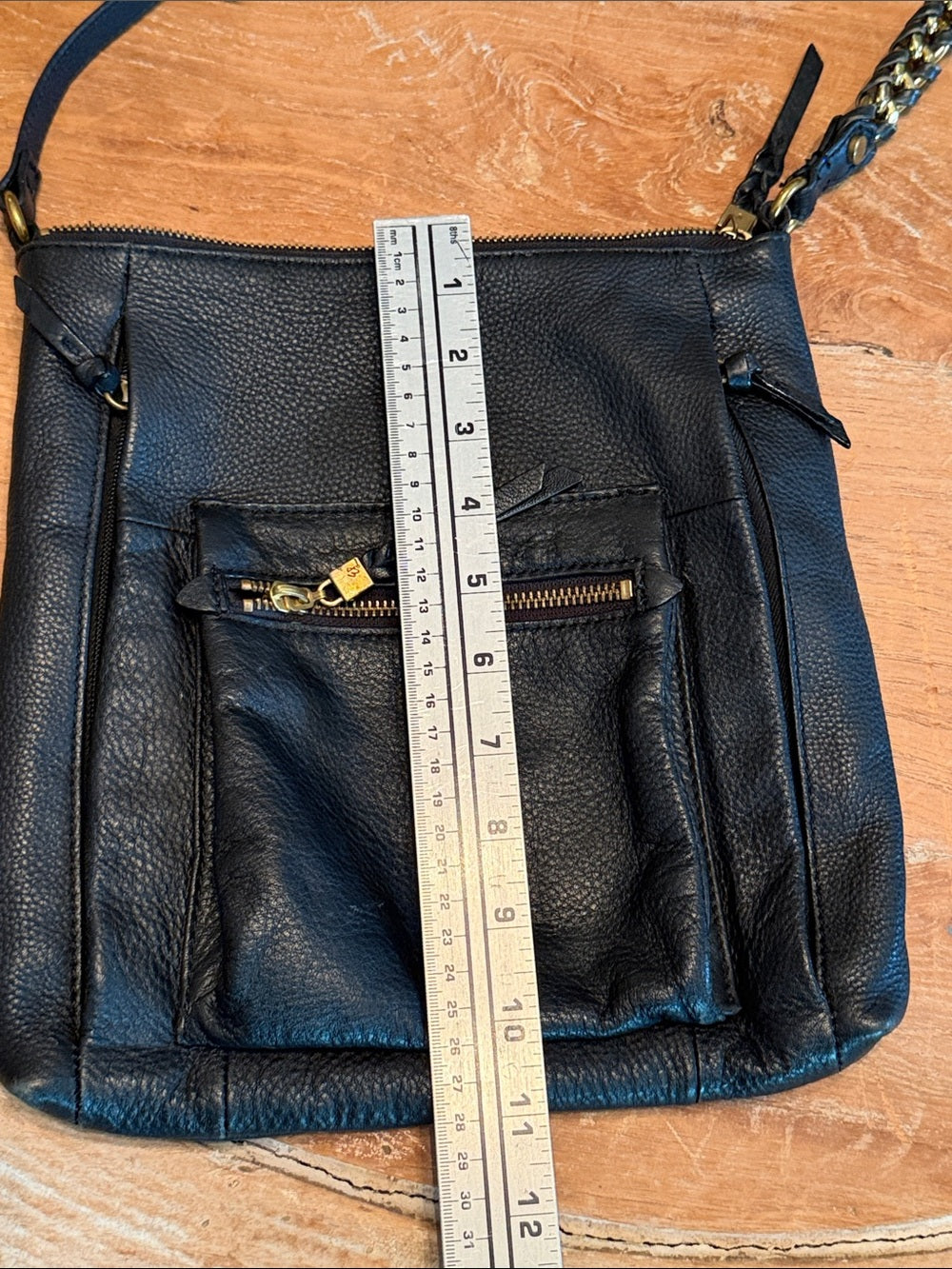 ELLIOTT LUCCA Black Leather GWEN Crossbody Bag Gold Hardware Messenger