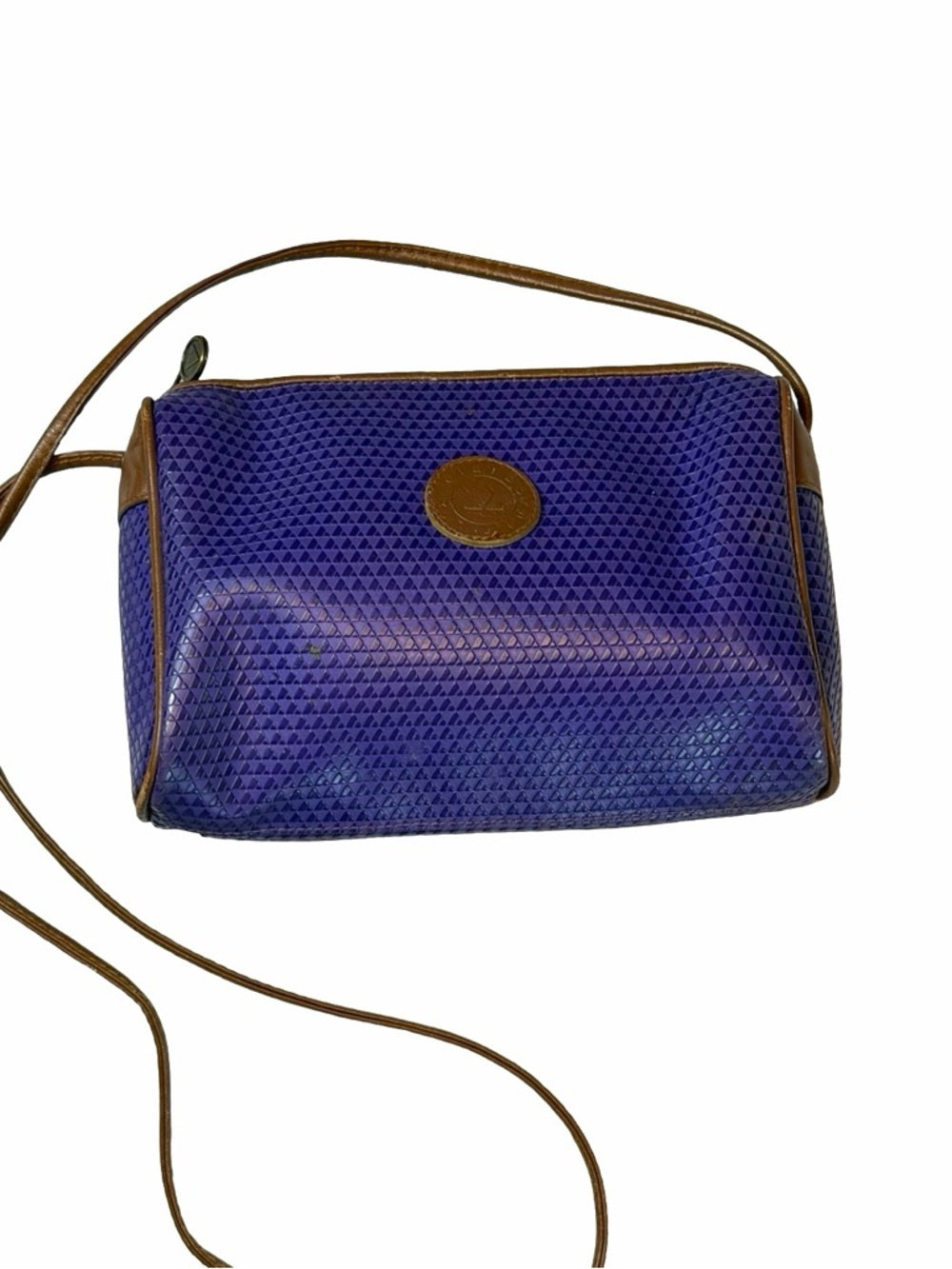 Vintage Liz Claiborne Purple Crossbody Bag Brown Trim 80s Style