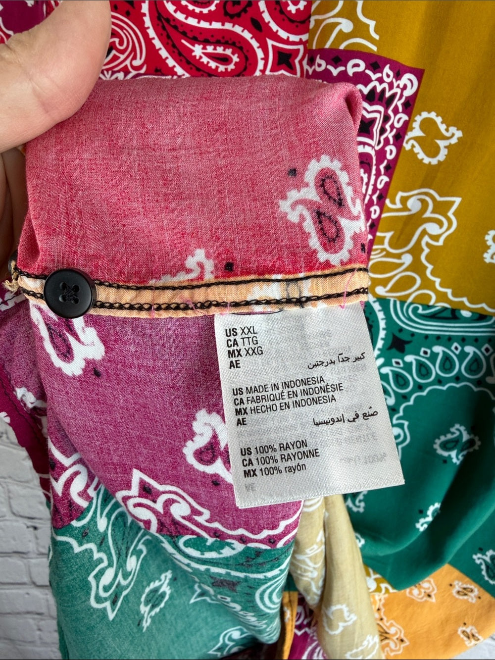 SUN + STONE Colorblock Bandana Print Short Sleeve Shirt - Multi