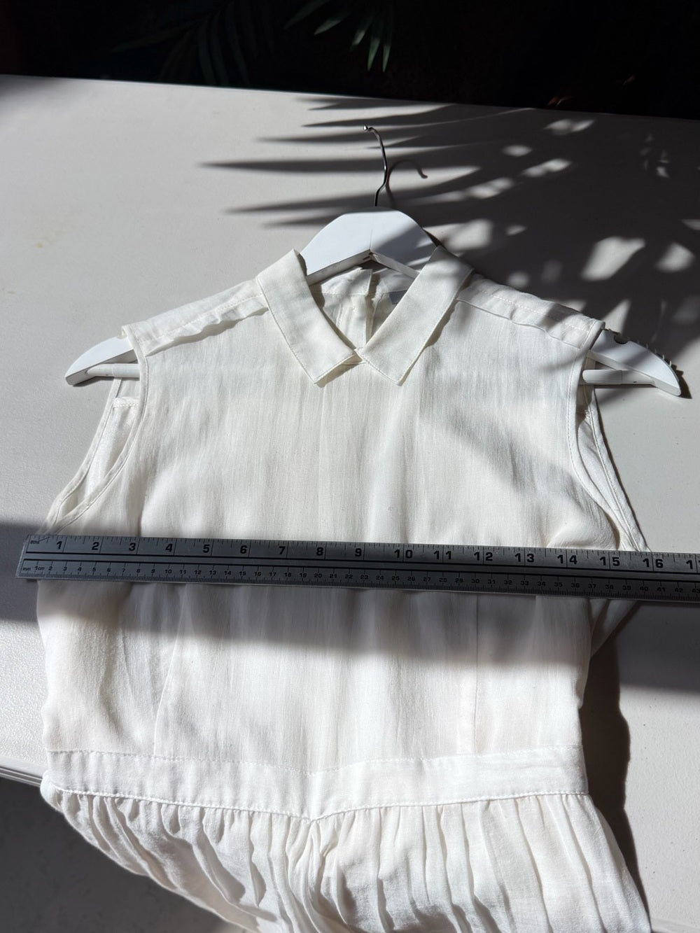 MORGANE LE FAY Cotton Fit & Flare Dress Cream Sleeveless XS