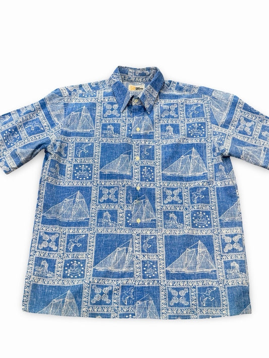 REYN SPOONER Vintage Nautical Shirt Blue