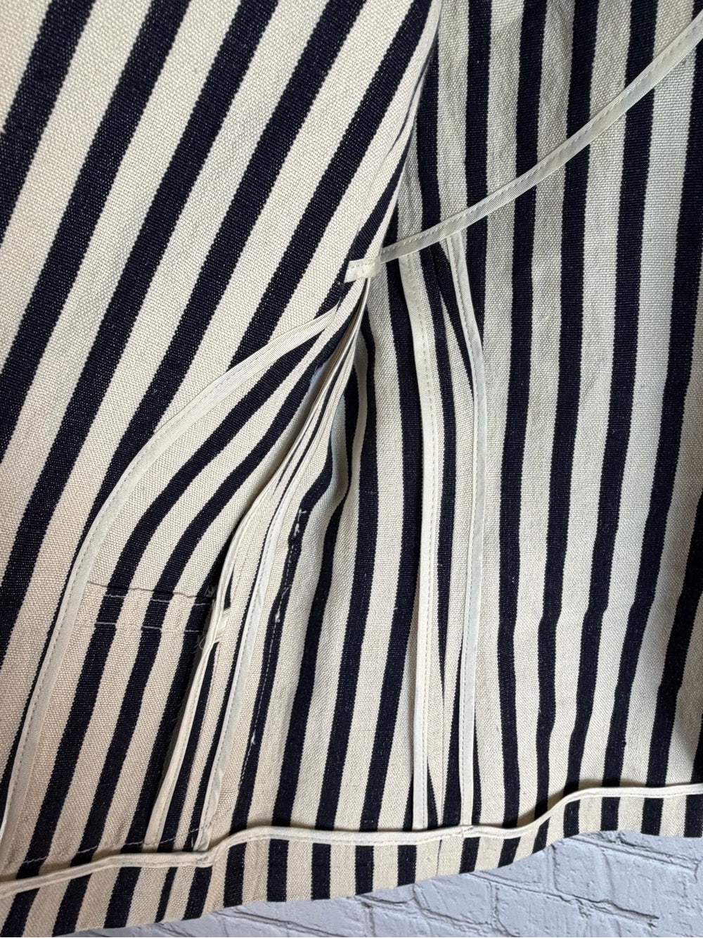 RUGBY RALPH LAUREN Linen Blazer Navy Cream Striped Preppy Jacket Size 2