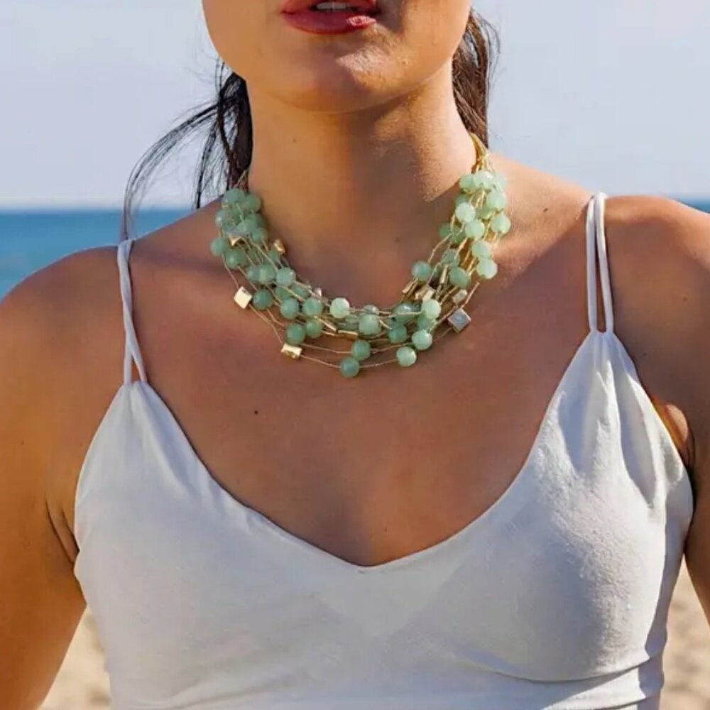 Boho Sea Green Statement Necklace